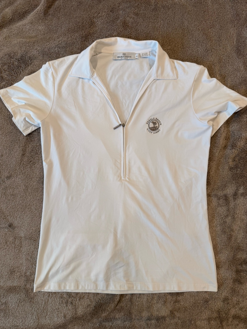 Bugatchi White Short Sleeve Womens Golf Polo with Half-Zip